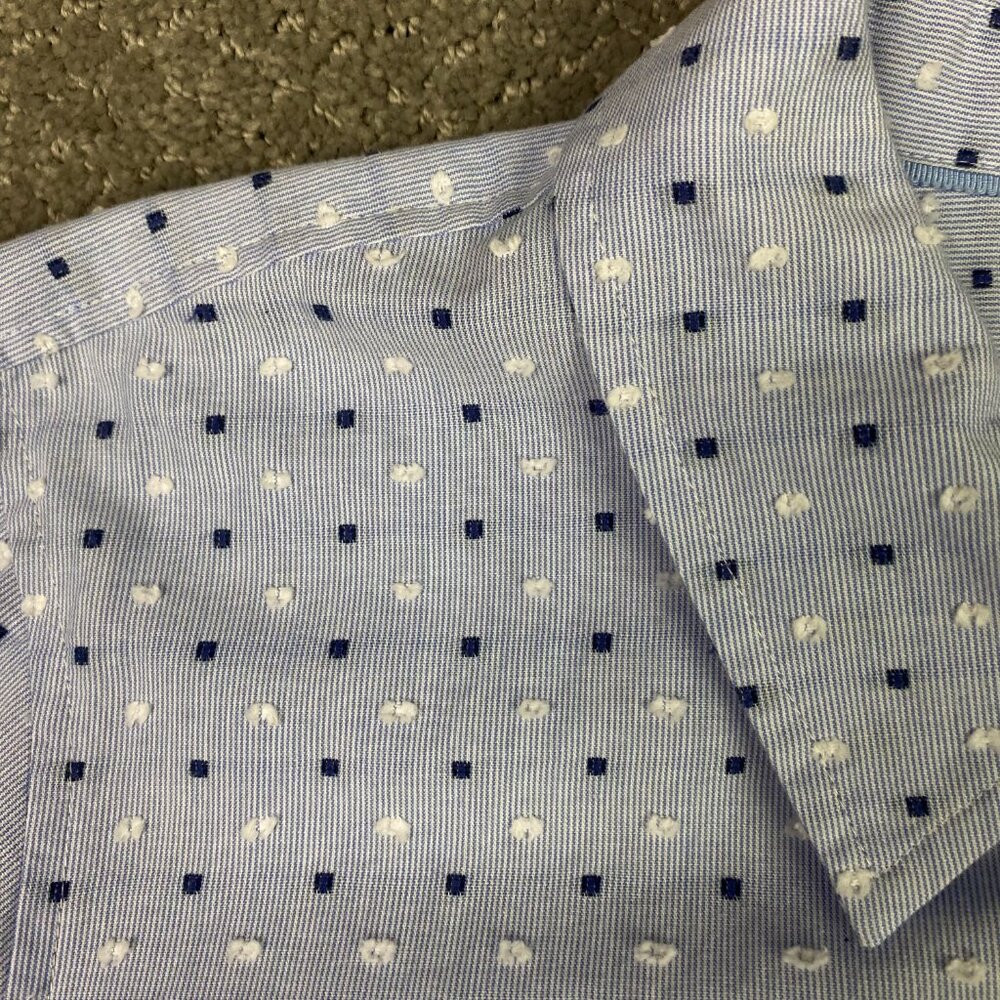 Talbots Plus Shirt Women's 1X Blue White Button Front Polka Dot Embroidered - Picture 4 of 14